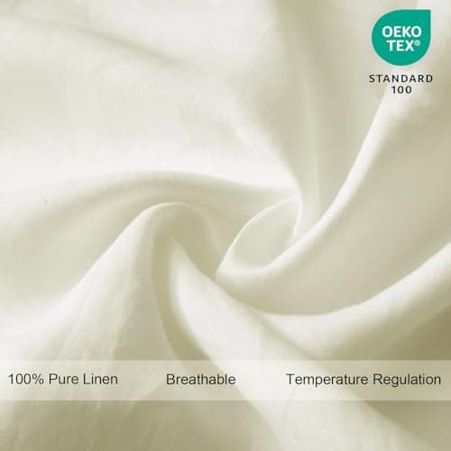 Shabby Chic Ivory Queen Size Linen Pillowcase, Ruffles Closure (1 PCS)
