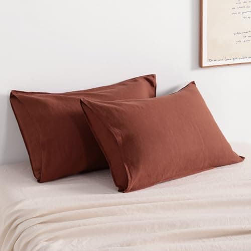 NTBAY 100% Linen Yarn Dyed Pillowcases, Breathable & Cooling, 20x26 Inches