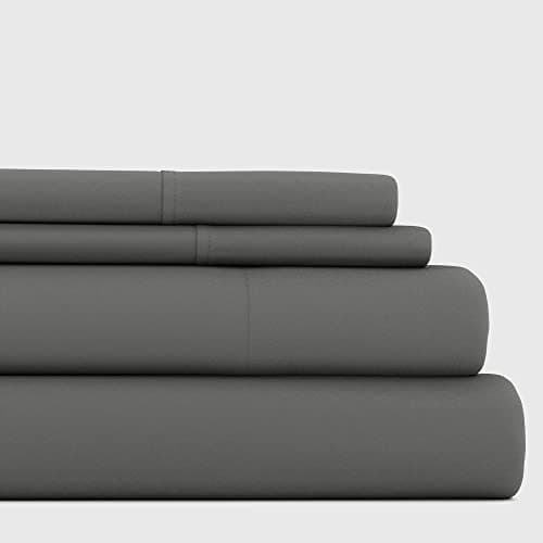 Twin Size Gray Linen Bed Sheets - Soft and Cooling for Better Sleep - Deep Pocket Fits 16 Thick Beds - 3 Piece Set