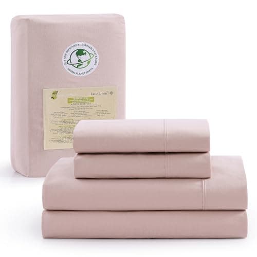 100% Organic Cotton Linen Full-Sheets Set 4-Piece Pure Long Staple Percale Weave Soft Bedding Sheets for Bed