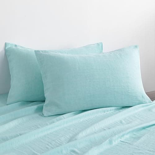 NTBAY 100% Linen Yarn Dyed Pillowcases, Breathable & Cooling, 20x26 Inches