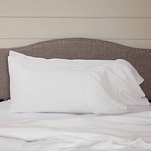 Provincial Linen White Standard Size Pillow Case, Set of 2 Pillowcases, 100% Linen Bedding