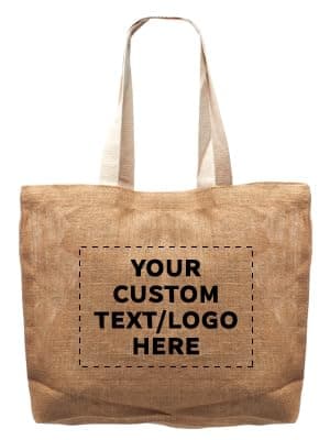 Eco-Friendly Fresno Jute Tote Bags - Set of 10, Personalized Black