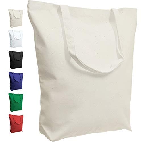 TOPDesign 6 Pack Super Strong Large 17.5"x16.5"x5" Cotton Canvas Tote Bags