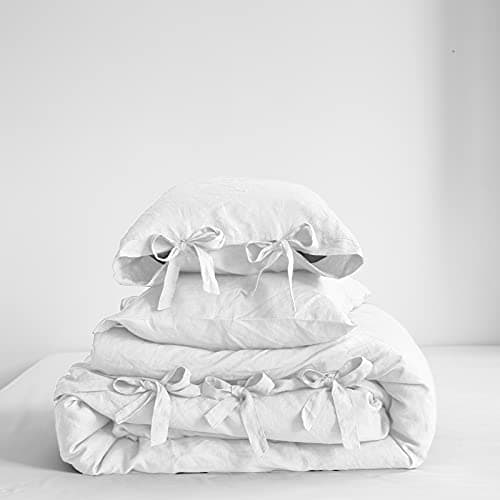 Simple&Opulence 100% Linen King Size Duvet Cover Set with Tie Closures, 3 Pieces Belgian Flax Bedding