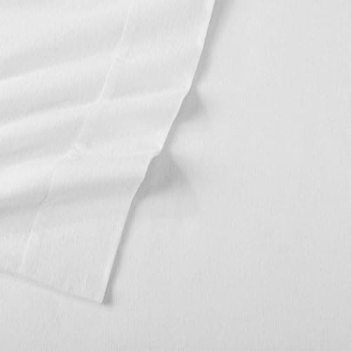Chalet Collection 100% Cotton Full Flannel Sheet Set - Double Brushed, Deep Pocket, White