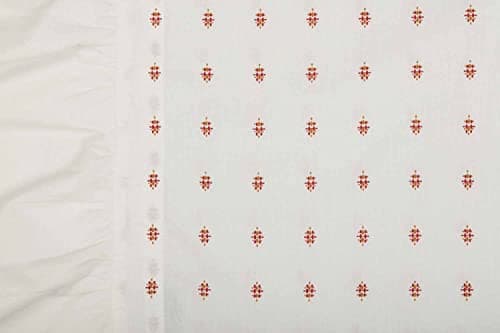 Piper Classics Abigail Ruffled King Pillowcase Set, Soft White with Red Mini Print
