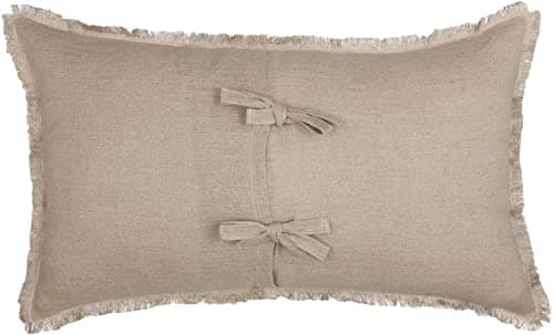 Piper Classics Provincial Linen Natural Beige Ruffled Throw Pillow Cover