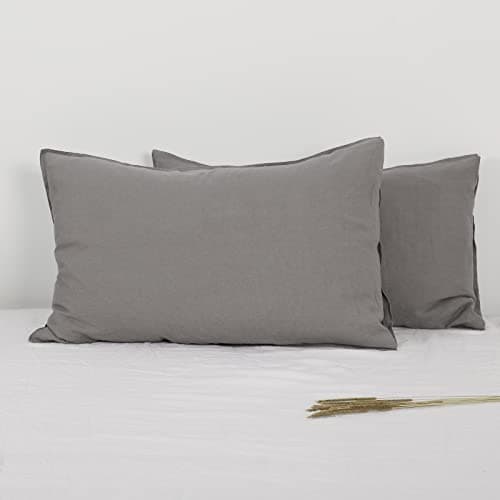 Simple & Opulence French Linen Queen Size Washed Pillowcases - Set of 2 (20''x30'')