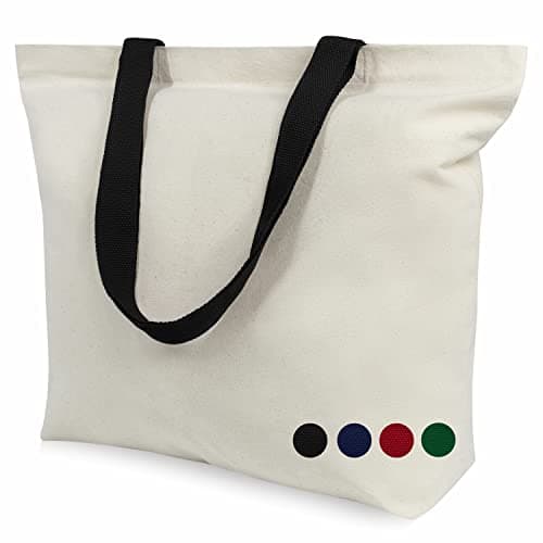 TOPDesign 2-Pack Magnetic Snap Canvas Tote Bags, Reusable for Grocery Shopping