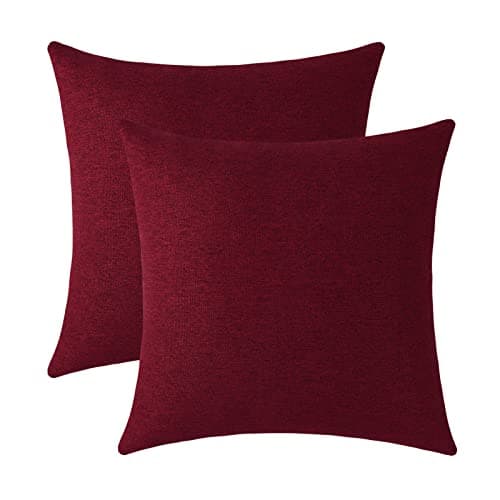 Jeneoo Rustic Farmhouse Burgundy Throw Pillow Covers (Set of 2, 20x20")