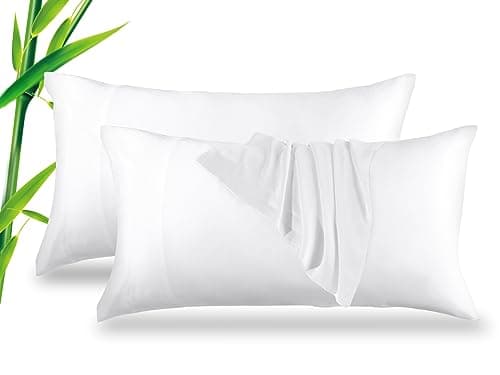 Breathable Bamboo Pillowcases Set of 2, Skin-Friendly King Size Cooling Pillow Covers