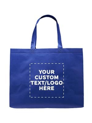 Custom Blue Jumbo Tote Bags Set of 100 - Reusable Promo Shopping Bags