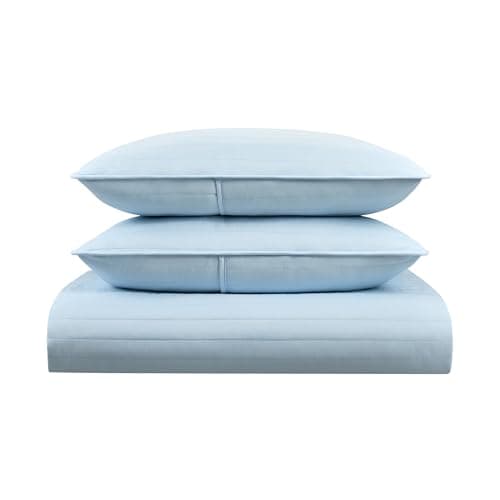 Arkwright Full/Queen Light Blue Microfiber Quilt Set - 90x90, All Season Coverlet (1 Quilt, 2 Shams)