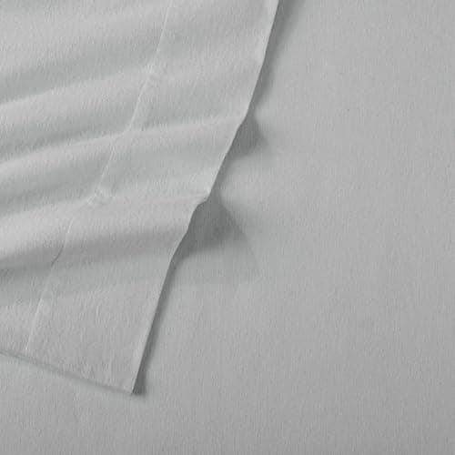Chalet Collection 100% Cotton Full Flannel Sheet Set - Double Brushed, Deep Pocket, White