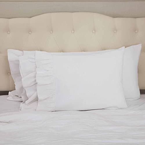 Piper Classics Vintage Ruffled Pillow Cases, Crisp White, Set of Two