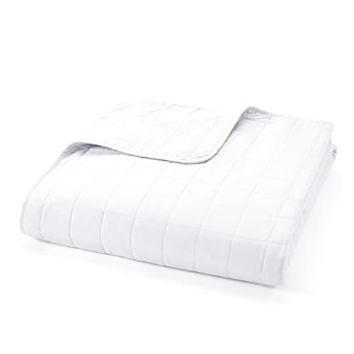 Square Stitch Linen Market Microfiber Quilt Cover Full/Queen White - Ultra Soft