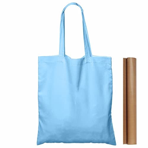 5-Pack 15x16" Natural Cotton Tote Bags, Lightweight & Bulk PTFE Sheet Included