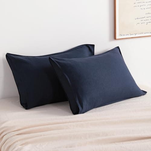 NTBAY 100% Linen Yarn Dyed Pillowcases, Breathable & Cooling, 20x26 Inches