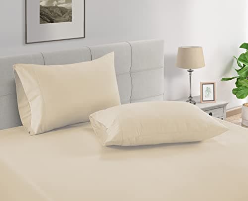 Lane Linen Queen Ivory Pillow Cases 100% Egyptian Cotton 1000 TPI Sateen
