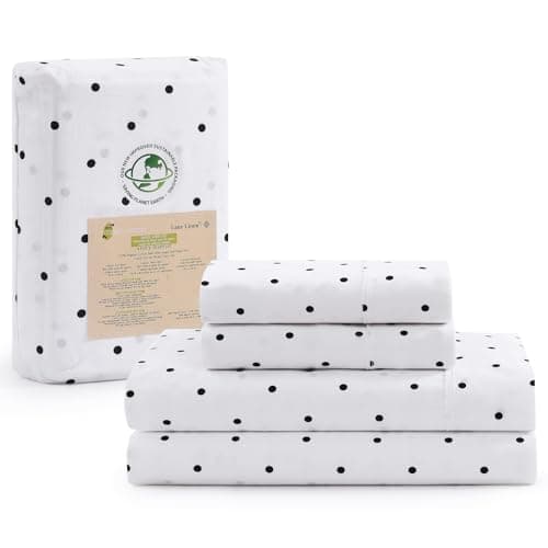 100% Organic Cotton Linen Full-Sheets Set 4-Piece Pure Long Staple Percale Weave Soft Bedding Sheets for Bed
