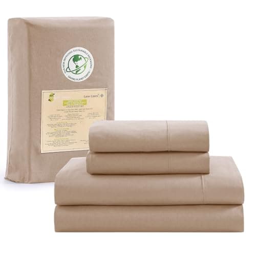 100% Organic Cotton Linen Full-Sheets Set 4-Piece Pure Long Staple Percale Weave Soft Bedding Sheets for Bed