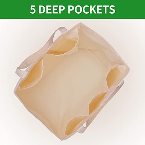 Canvas Reusable Grocery Bags with Handles, Foldable Large Tote Bag, Holds 60 lbs, Washable Eco-friendly Bags