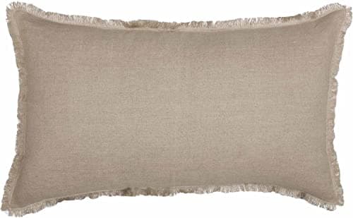 Piper Classics Provincial Linen Natural Beige Ruffled Throw Pillow Cover