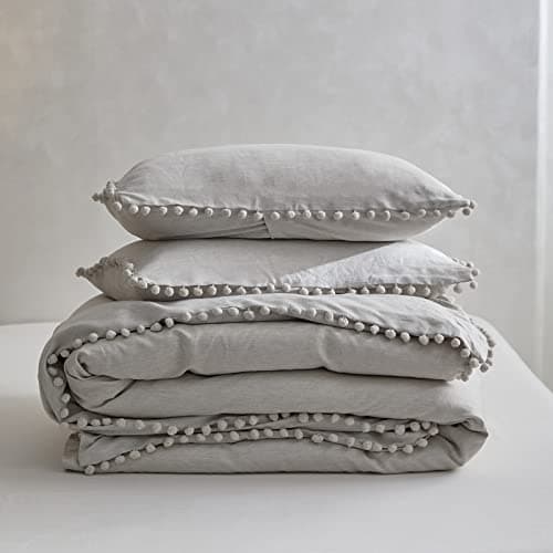 Simple&Opulence Queen Size Natural Linen Duvet & Pillow Shams Set
