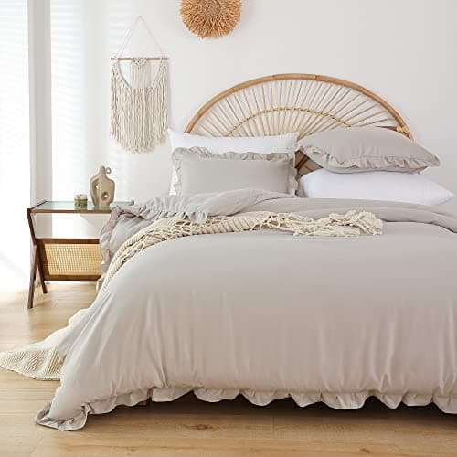 JANZAA Queen Oatmeal Comforter Set & Pillowcases - Soft Fluffy, All Season