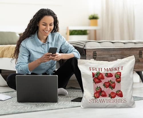 Strawberries Canvas Tote Bag for Women, Gifts for Friends & Family