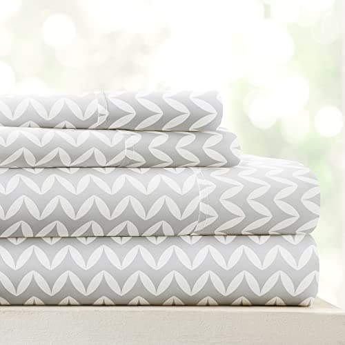 Ultra-Soft & Cooling 4 Piece Full Bedding Sheet Set - Light Gray Geometric