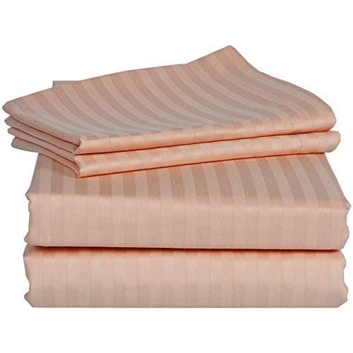 Soft 100% Natural Cotton 550-TC Full Size Sheets (Stripe, Light Blue)