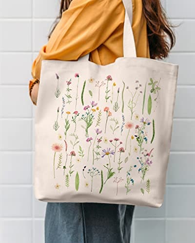 AUSVKAI Women's Aesthetic Canvas Tote Bag for Shopping Beach