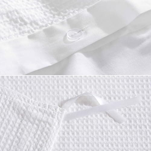 Vera Wang King Duvet Cover & Shams, White Waffle Pique Bedding