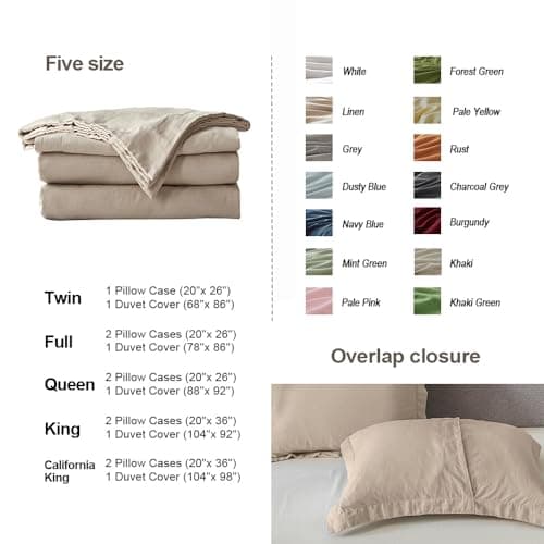 Simple & Opulent French Linen Duvet Cover Set - Queen, 3 Pieces