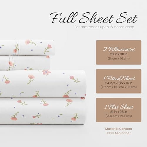 Oeko-TEX Certified Ultra Soft Linen Market Double-Brushed Patterned Microfiber Full Sheet Set - Soft Floral Pink
| Easy Care Oeko-TEX Certified Linen Market Double-Brushed Patterned Microfiber Full 4 Piece Sheet Set - 16" Deep Pocket Full Size
| Oek