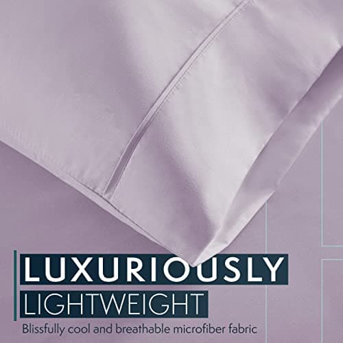 King Pillow Cases Set of 2 - Lavender Microfiber Pillowcases
