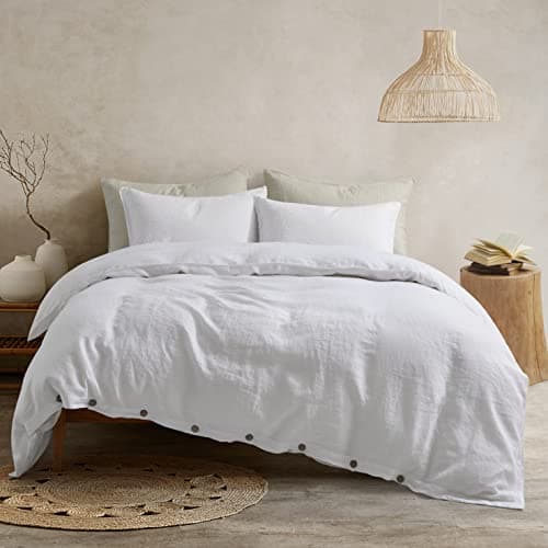 ATLINIA 100% French Flax Duvet Cover Set & Pillow Shams - Queen Size