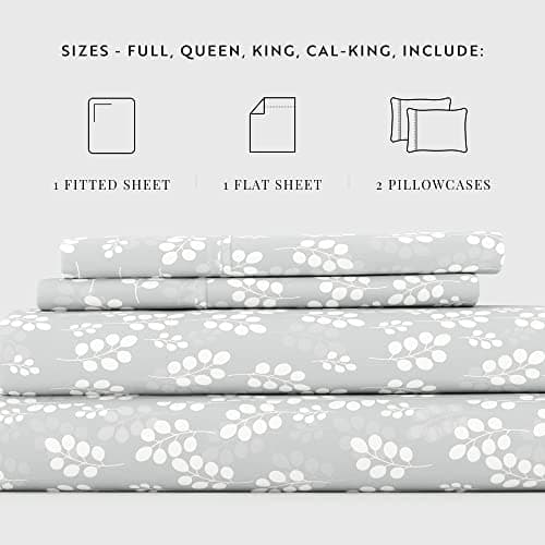 Gray Wheatfield Linen Market Full Bedding Sheet Set - Ultra-Soft & Cooling, Deep Pocket Fit 16" Mattress