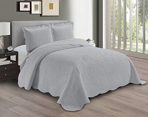 Oversized Beige Linen Plus Embossed Coverlet Bedspread Full/Queen New #Dana