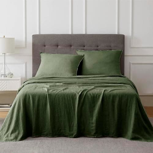 Breathable Cotton Linen King Bed Sheets, 4 Piece Set