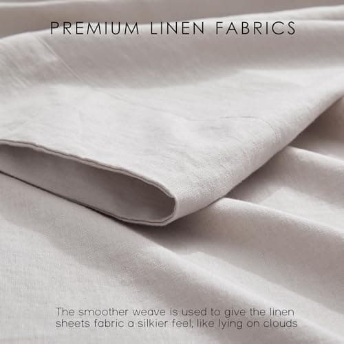100% French Linen from Normandy, 4Pcs Organic Linen Sheets Full Size, 16 Inch Deep Pocket