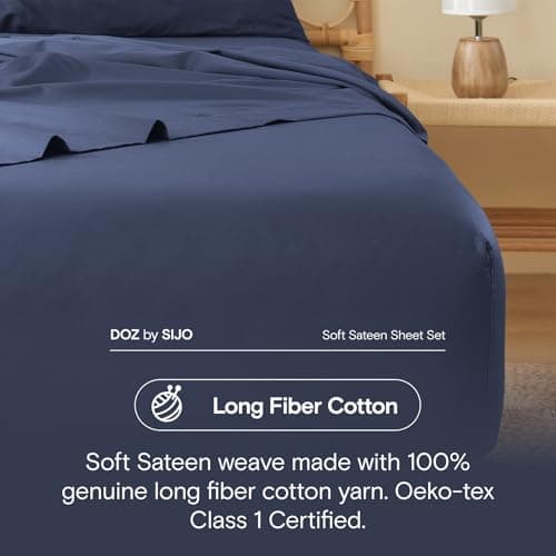 DOZ 100% Long Staple Cotton Sheet Set, Sapphire Queen