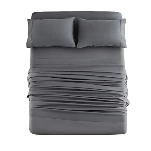Luxury 4-Piece Double Brushed Microfiber Bed Sheet Set - Full Gray