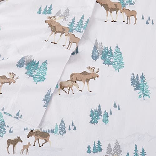 Chalet Collection 100% Cotton Full Flannel Sheet Set - Double Brushed, Deep Pocket, White