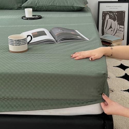 Light Green Thin Stripe 59"x79" Long Staple Cotton Queen 3 Piece Sheet Set