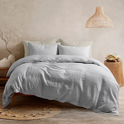 ATLINIA 100% French Flax Duvet Cover Set & Pillow Shams - Queen Size