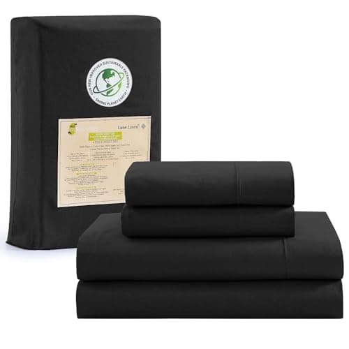 100% Organic Cotton Linen Full-Sheets Set 4-Piece Pure Long Staple Percale Weave Soft Bedding Sheets for Bed