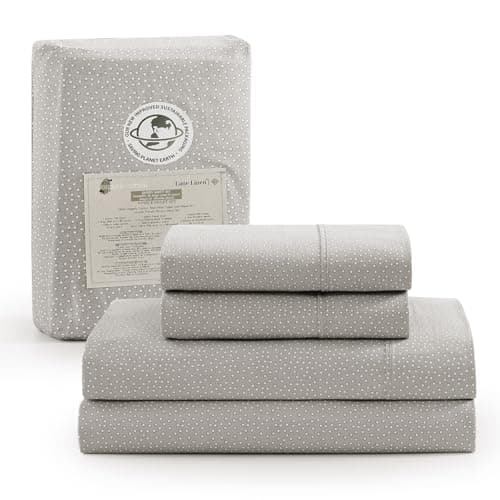 100% Organic Cotton Linen Full-Sheets Set 4-Piece Pure Long Staple Percale Weave Soft Bedding Sheets for Bed
